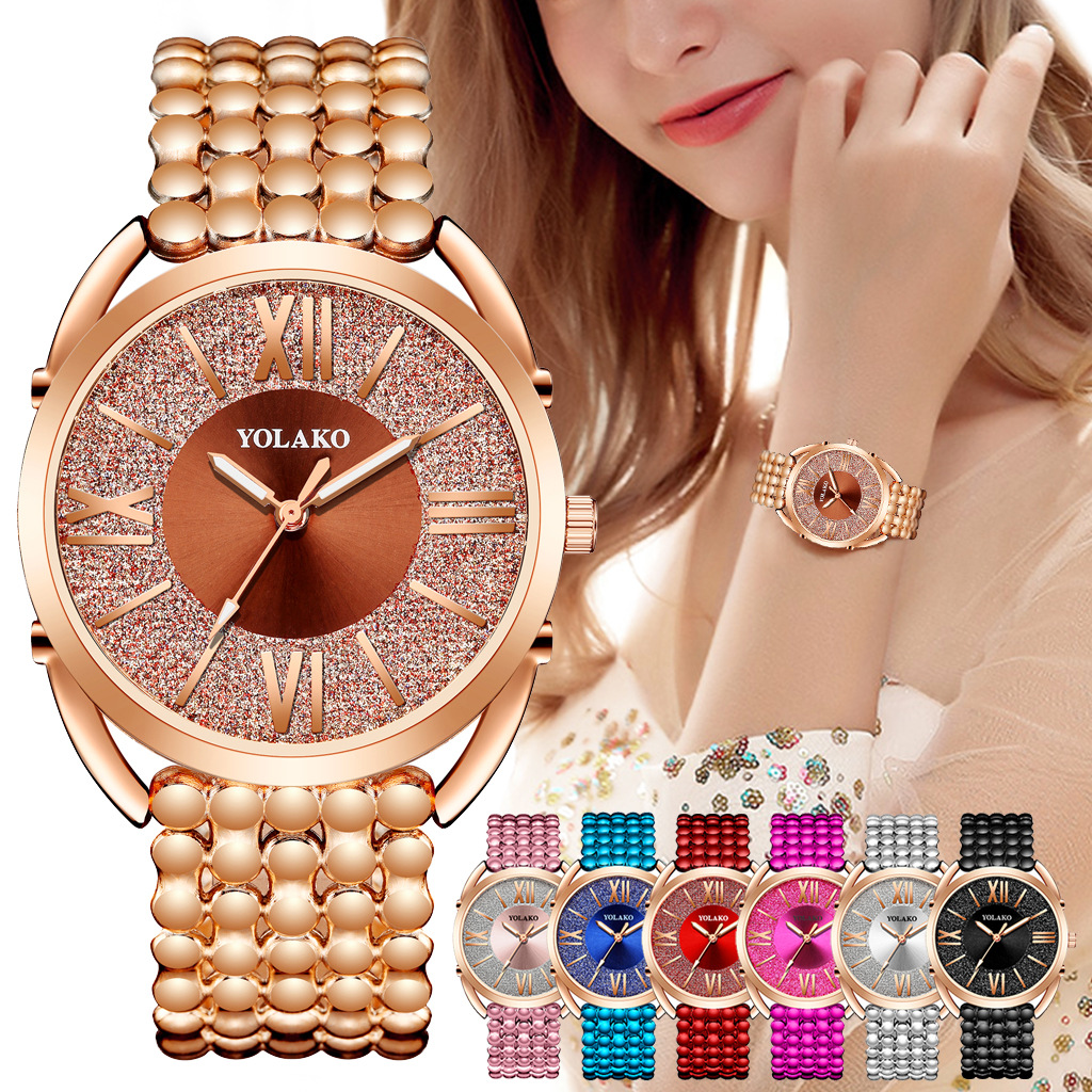 YOLAKO fashion brand plastic strap, Roman numeral, frosted dial quartz watch, creative and versatile women's watch