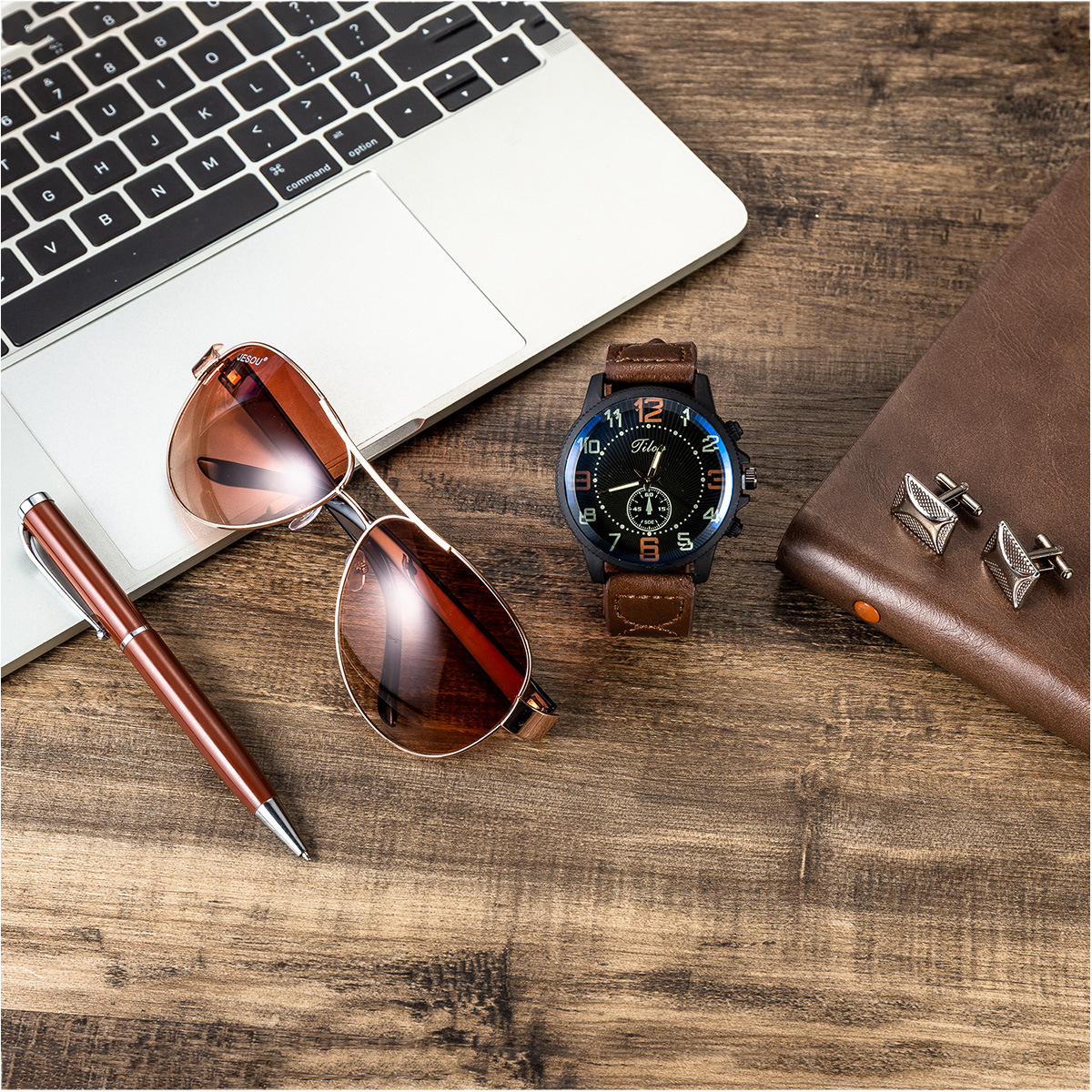 Men's gift set: Watch + sunglasses and pen set. Fashionable and trendy set: watch and sunglasses gift box details Picture