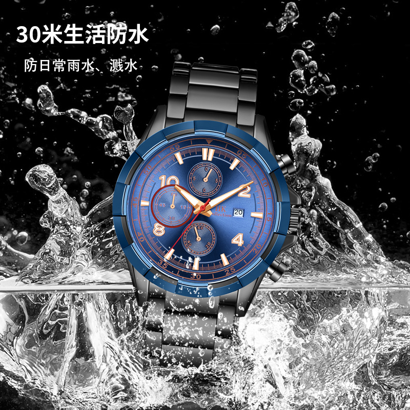 IIK1364 Calendar Men's Watch, new fake three-eye six-hand watch, men's casual quartz watch for men Application Scenario