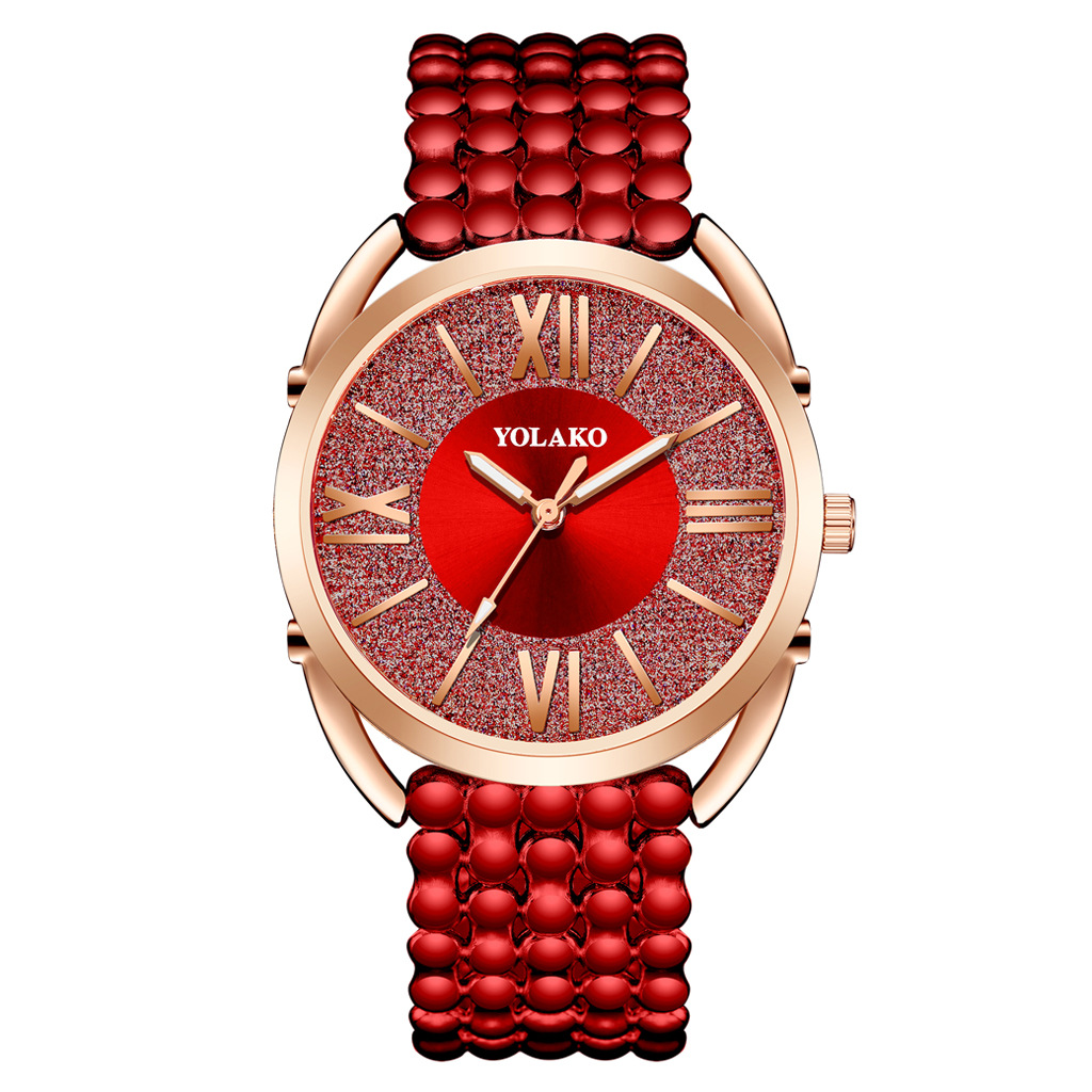 YOLAKO fashion brand plastic strap, Roman numeral, frosted dial quartz watch, creative and versatile women's watch Item Picture