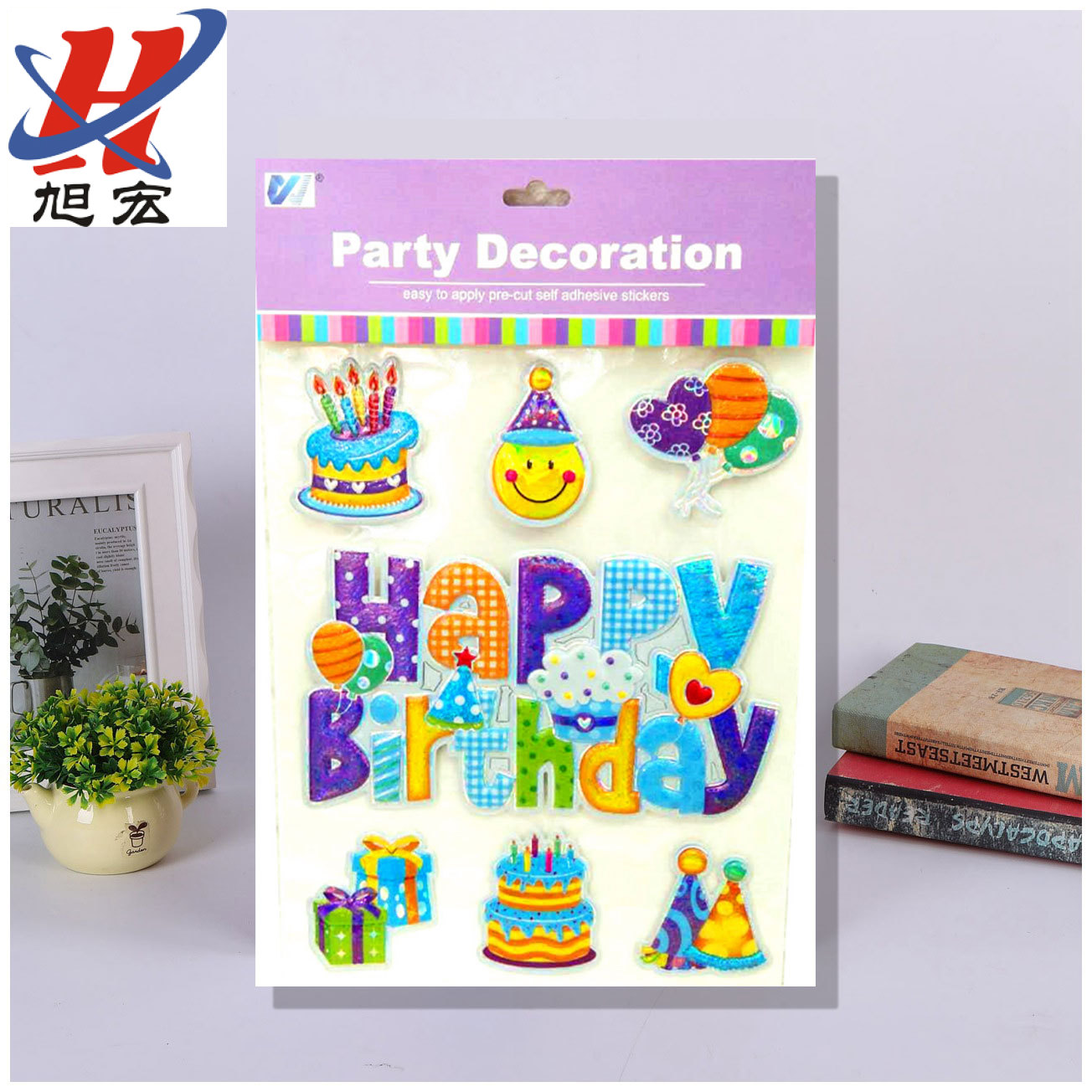 Birthday letter stickers with concave and convex three-dimensional decoration for happy girls and boys WX-YY Concave and convex birthday stickers decoration stickers Item Picture
