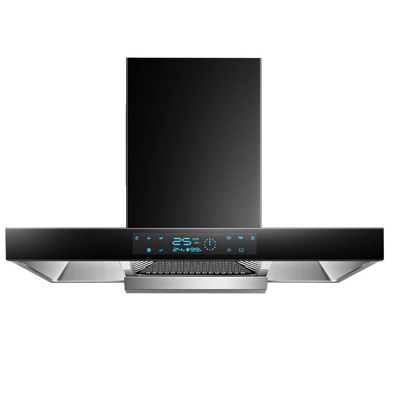 Range hood manufacturer wholesale top suction T-type lampblack smart frequency conversion OEM Chinese household kitchen large and small Specification drawing