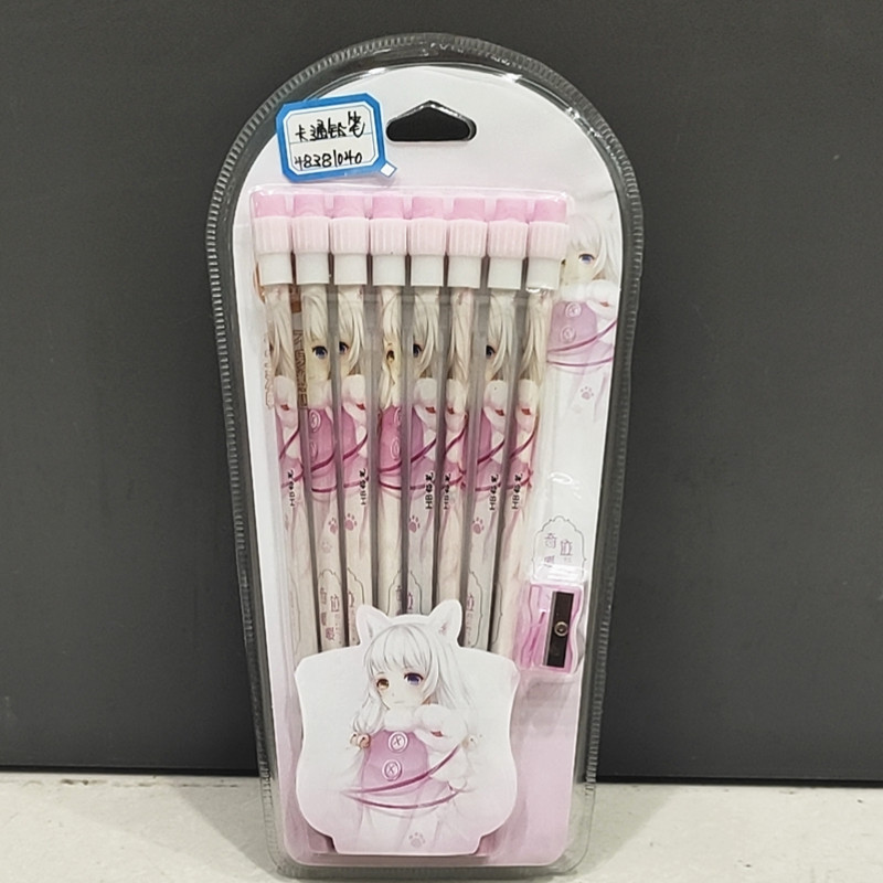 Cartoon 8-pencil set, Miracle Warm + Pencil sharpener combination stationery, student writing stationery for kindergarten