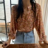 Women's Instagram long-sleeved floral chiffon shirt 2021 new spring Korean style loose casual single-breasted top Application Scenario