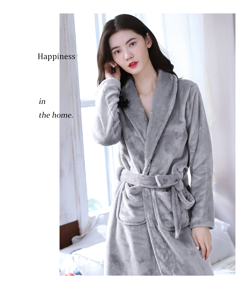 Nightgown for women Autumn Winter Long flannel Plus size bathrobe coral velvet bathrobe for women with velvet pajamas spring