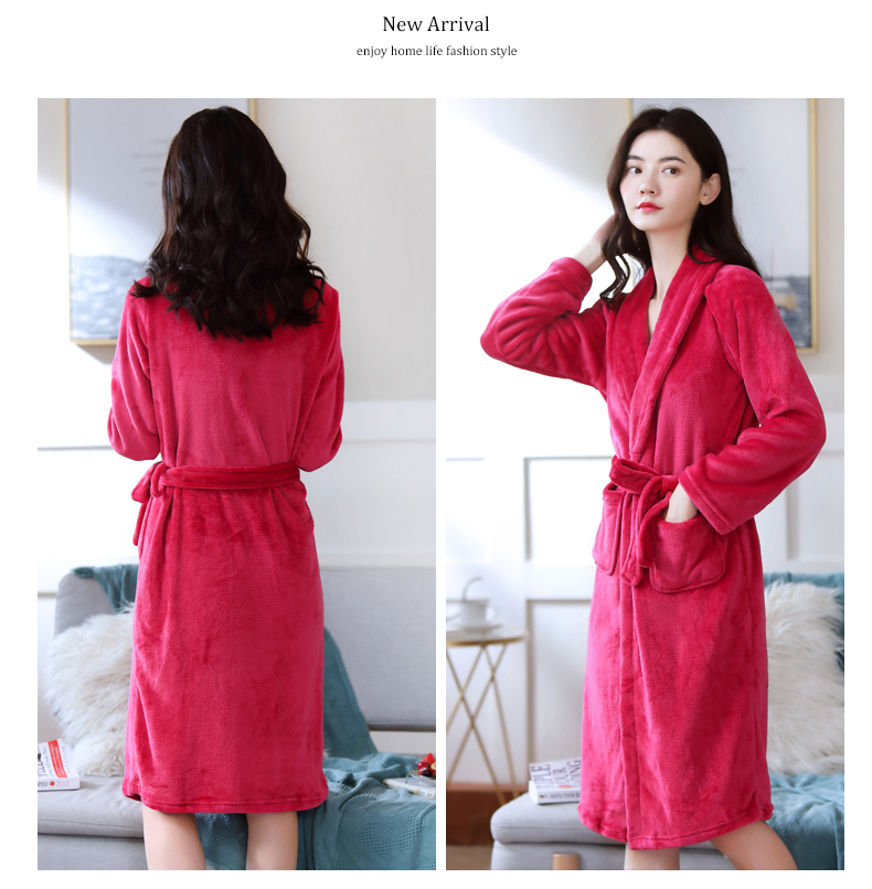 Nightgown for women Autumn Winter Long flannel Plus size bathrobe coral velvet bathrobe for women with velvet pajamas spring