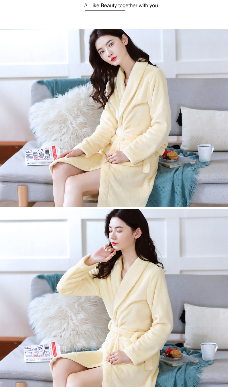 Nightgown for women Autumn Winter Long flannel Plus size bathrobe coral velvet bathrobe for women with velvet pajamas spring