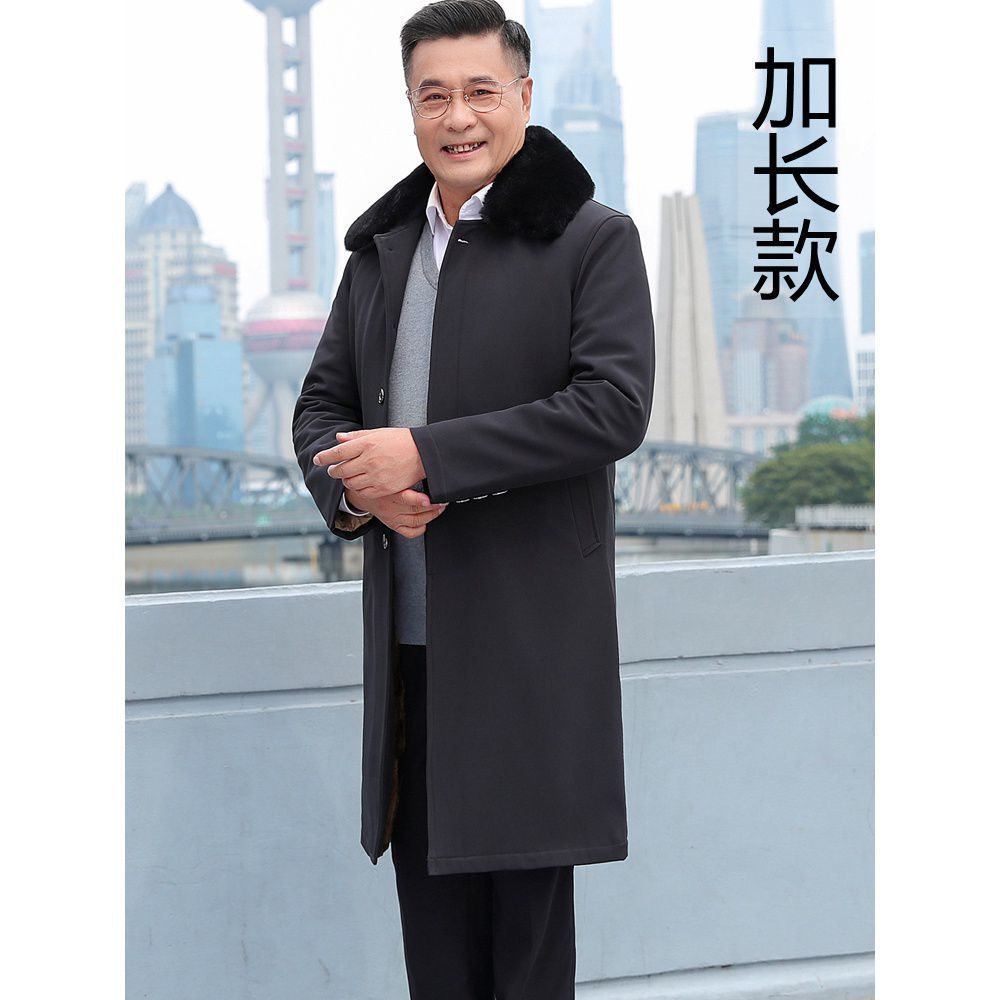 Dad winter coat with fleece and thick male 50 middle-aged 2021 new winter clothes middle-aged grandpa old man cotton-padded clothes