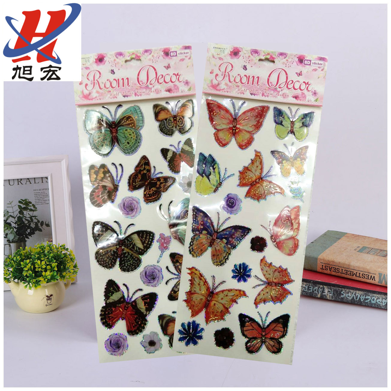 PVC butterfly sticker laser colorful wall sticker 3D three-dimensional butterfly decorative stickers laser butterfly three-dimensional sticker