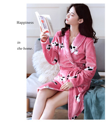 Nightgown for women Autumn Winter Long flannel Plus size bathrobe coral velvet bathrobe for women with velvet pajamas spring