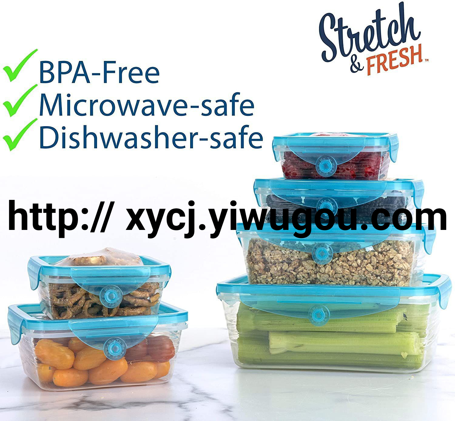 Six-piece set of soft-lided transparent food storage box, household plastic sealed box, portable fruit box, large storage, refrigerator storage box