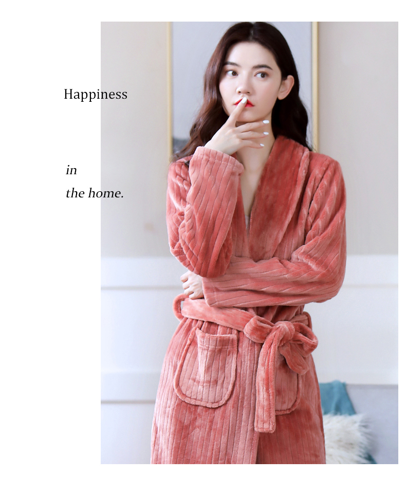 Nightgown for women Autumn Winter Long flannel Plus size bathrobe coral velvet bathrobe for women with velvet pajamas spring