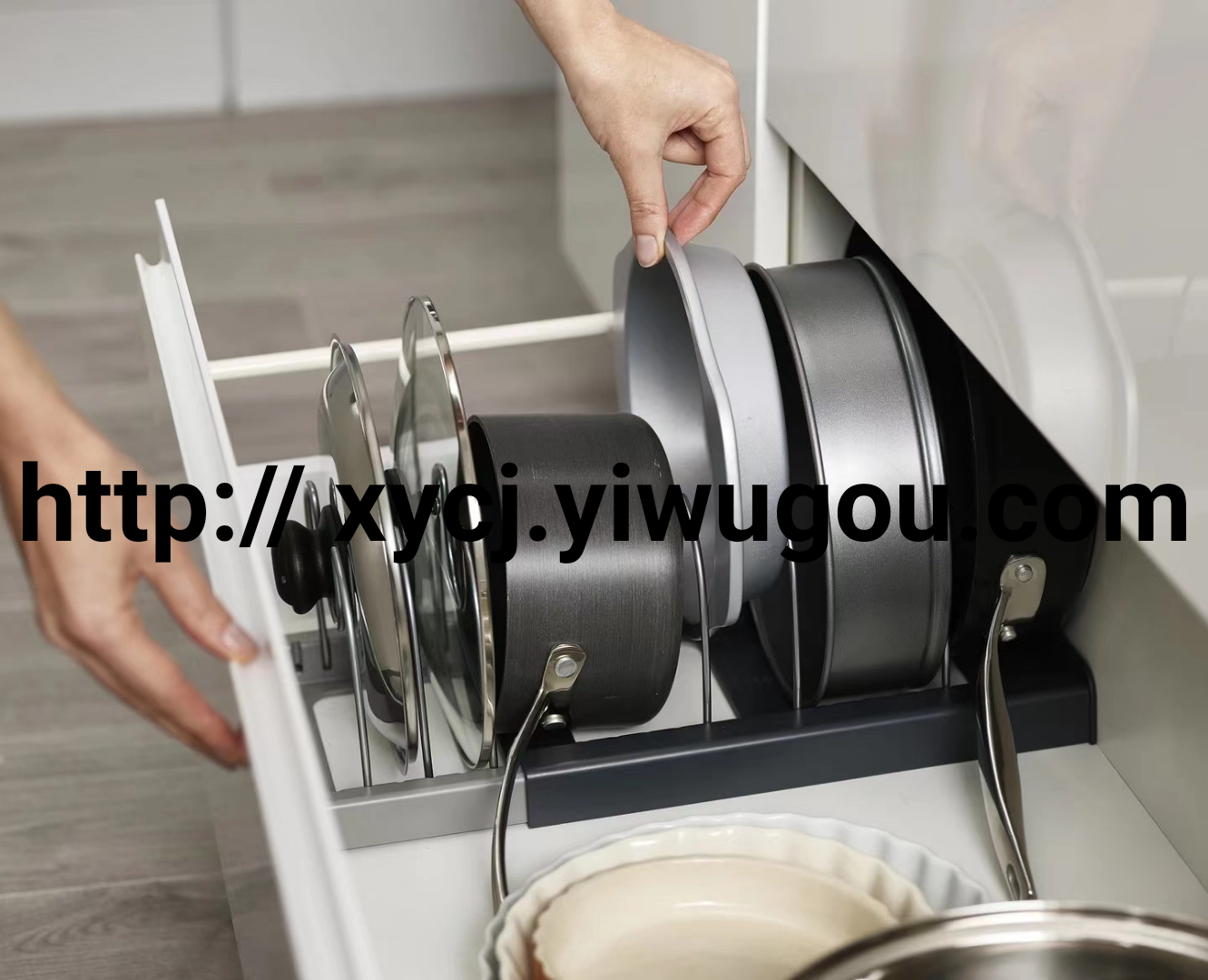 New cross-border stainless steel telescopic and adjustable pot lid rack and pot lid storage box Item Picture