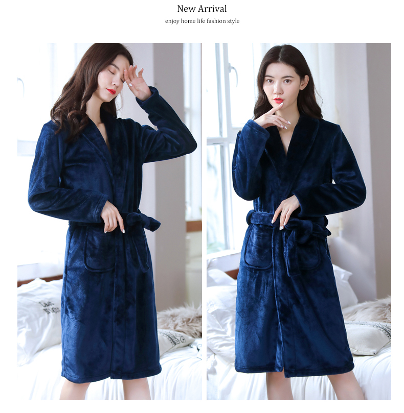 Nightgown for women Autumn Winter Long flannel Plus size bathrobe coral velvet bathrobe for women with velvet pajamas spring