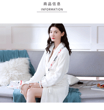 Nightgown for women Autumn Winter Long flannel Plus size bathrobe coral velvet bathrobe for women with velvet pajamas spring