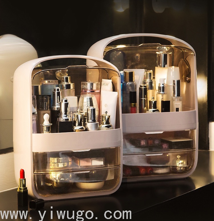 爱迪华网红化妆品收纳家用大容量防尘抽屉梳妆护肤品桌面整理物架