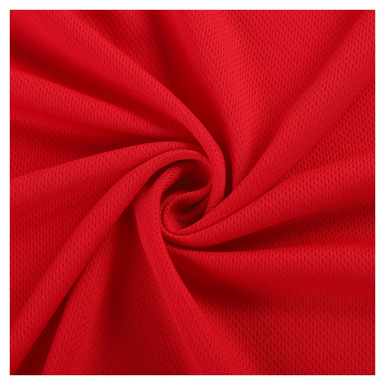 Factory stock: 130-140g full polyester moisture-absorbing bird's eye mesh fabric, full polyester sports T-shirt fabric, knitted bird's eye fabric Item Picture