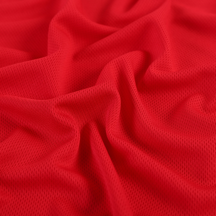 Factory stock: 130-140g full polyester moisture-absorbing bird's eye mesh fabric, full polyester sports T-shirt fabric, knitted bird's eye fabric Specification image