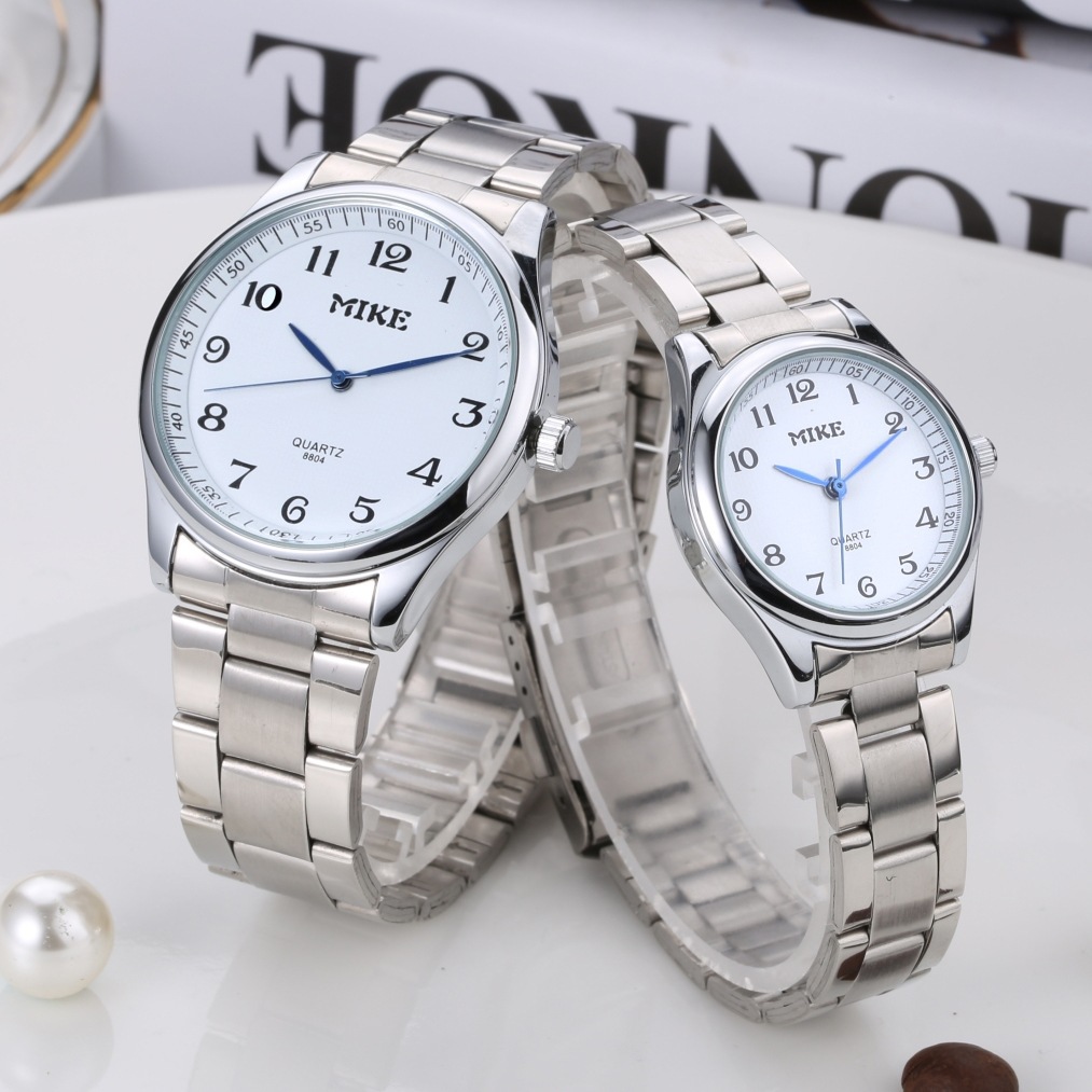 Wholesale and sale of the new Miko MIKE casual large digital senior citizen Clear watch steel band waterproof couple watch