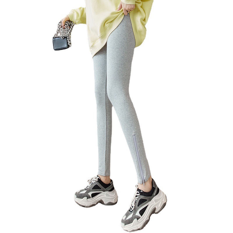 Wholesale of new autumn and winter pure cotton leggings for women's outerwear, thin high-waisted tight pants, and threaded elastic skinny pants in Yiwu Item Picture