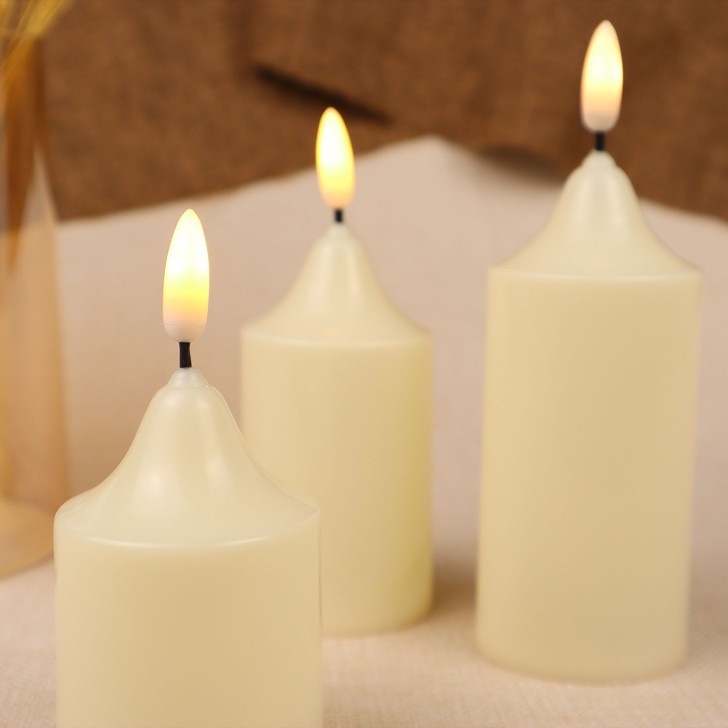 Bullet-shaped round-head simulation electronic candle decorative handicraft and display piece details Picture