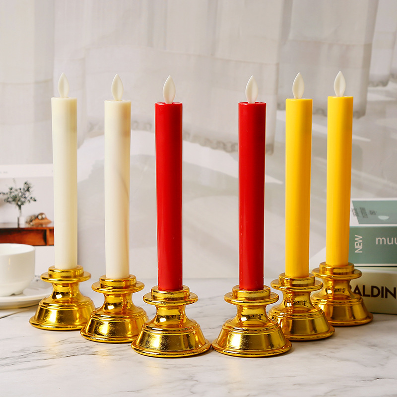 New type of realistic long-pole led electronic candle, a decorative handicraft for temples and Buddhist halls offering Buddha Specification image