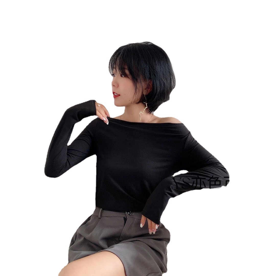 Yise Coco one-neck base layer for Women 2021 Early Autumn New style Japanese sweet and sexy thin long-sleeved top Item Picture