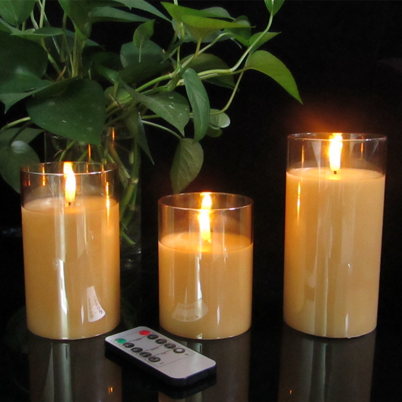 3D flame candle, LED smokeless electronic candle lamp, glass cup, paraffin lamp, decorative handicrafts and ornaments details Picture
