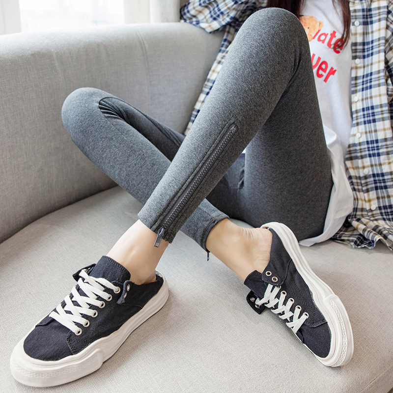 Wholesale of new autumn and winter pure cotton leggings for women's outerwear, thin high-waisted tight pants, and threaded elastic skinny pants in Yiwu details Picture