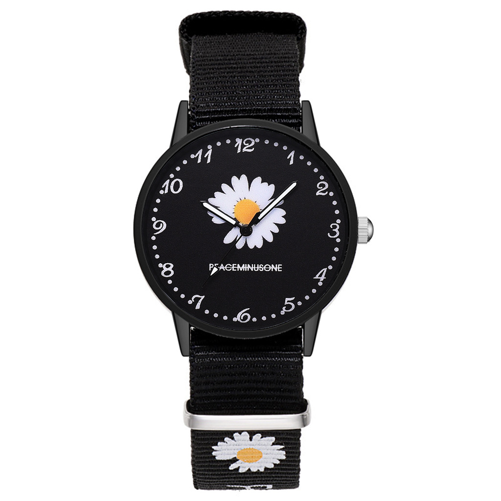 Reloj de cristal azul pequeña daisy reloj ins viento estudiante reloj de moda canvas pareja girlfriends crisantemos reloj de pulsera Item Picture