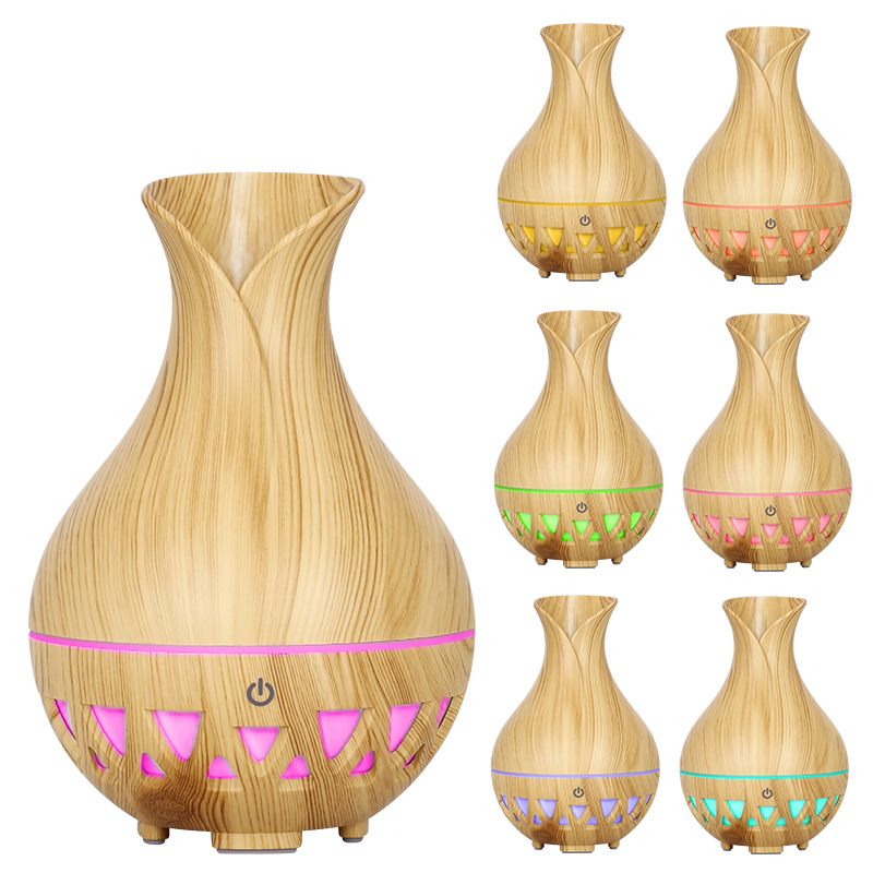 New wood grain humidifier aromatherapist hollow out 7 color light desktop car 5VUSB mini ultrasound