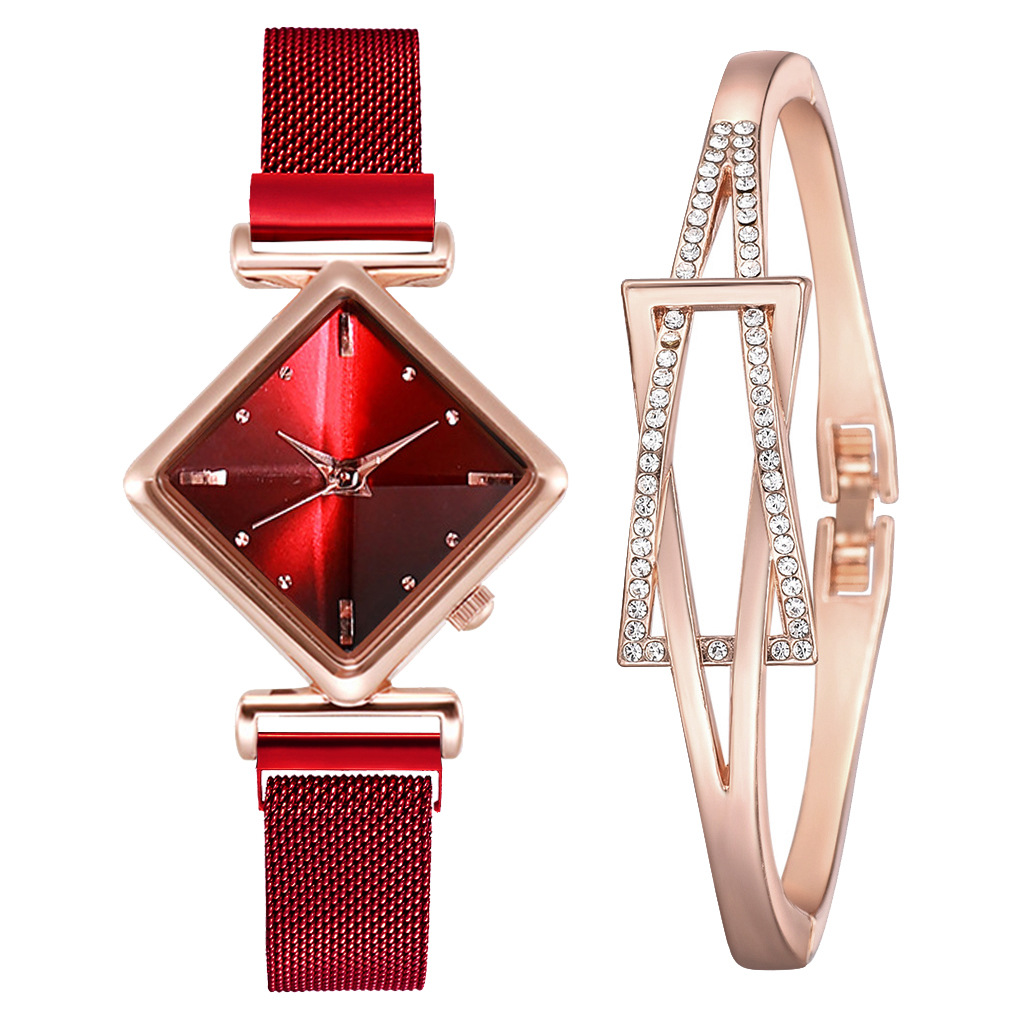 ins' new women's square-head fashion watch set, alloy band, women's personalized and simple quartz watch in stock Item Picture