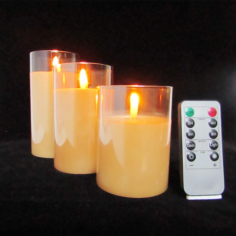3D flame candle, LED smokeless electronic candle lamp, glass cup, paraffin lamp, decorative handicrafts and ornaments Specification image
