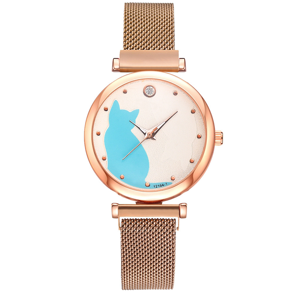 Quartz watch set, cat watch, ins new women's quartz watch, women's cat watch, bracelet, quartz watch set, fashionable Item Picture
