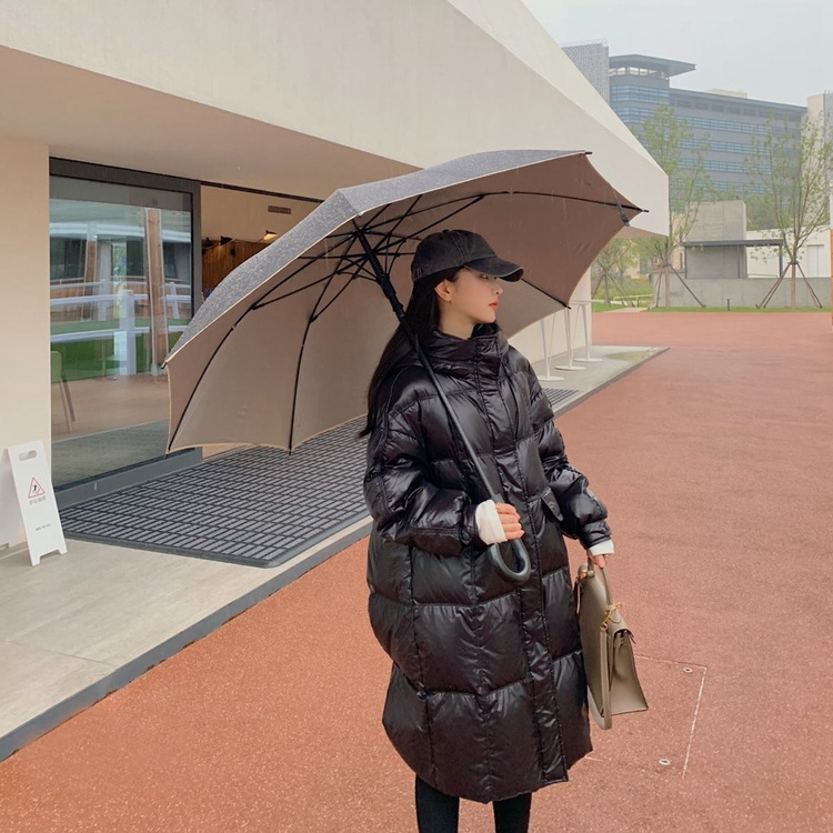 Winter Korean version of loose hooded and long knee-length down coat ladies coat wholesale dongdaemun