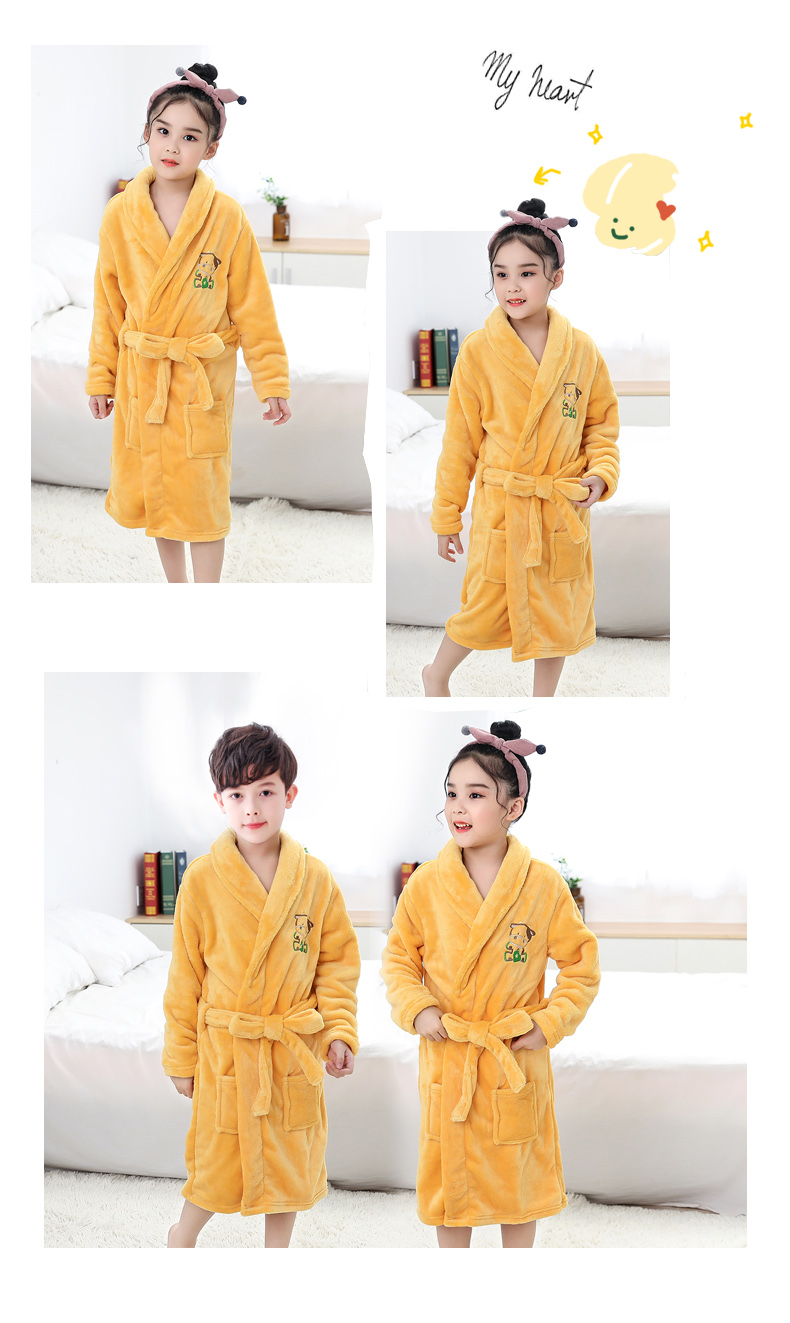 童装睡袍珊瑚绒睡衣男童宝宝加厚法兰绒睡袍春秋家居服儿童浴袍