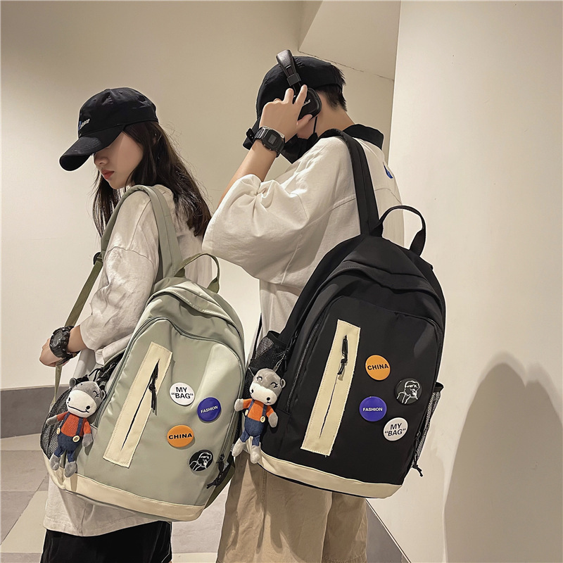 2021夏季新款时尚潮流原宿男女情侣双肩包韩版文艺书包初高中背包