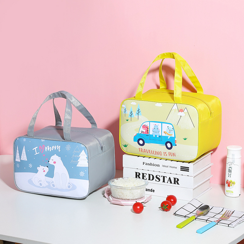 Fabricante nuevo diseño al por mayor personalizado gran tamaño de dibujos animados cuadrado tipo lonchera bolsa bolsa de bento portátil bolsa de bento fábrica puede ser personalizado Specification image