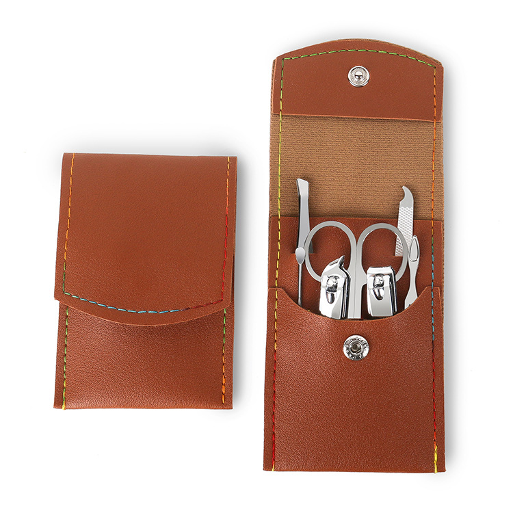 Printed logo gift nail clipper set, beauty and nail care tools, snap leather case 7-piece set, nail clipper set Item Picture