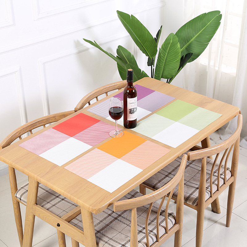 Waterproof and heat-insulating square grid spliced bowl MATS, plate MATS, PVC coasters, creative home products, anti-slip table MATS full figure