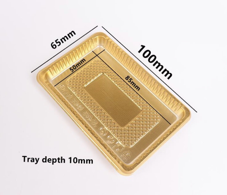 金色西点底盘底托一次性包装盒长方型吸塑甜点甜品三角形垫子圆形