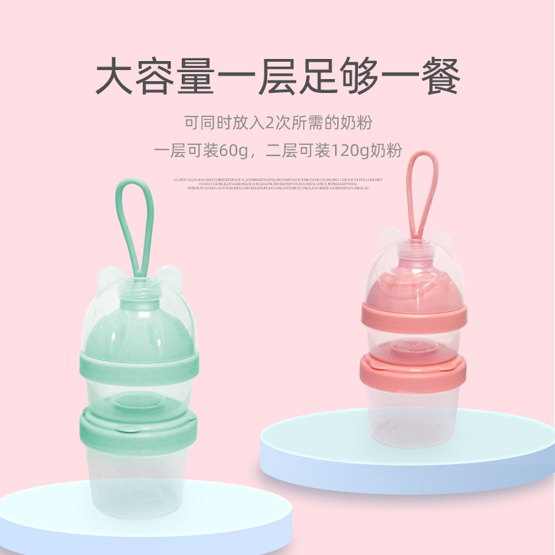 Portable baby milk powder box, moisture-proof packaging compartment for infants and toddlers, sealed mini small storage tank for complementary food and rice cereal Application Scenario