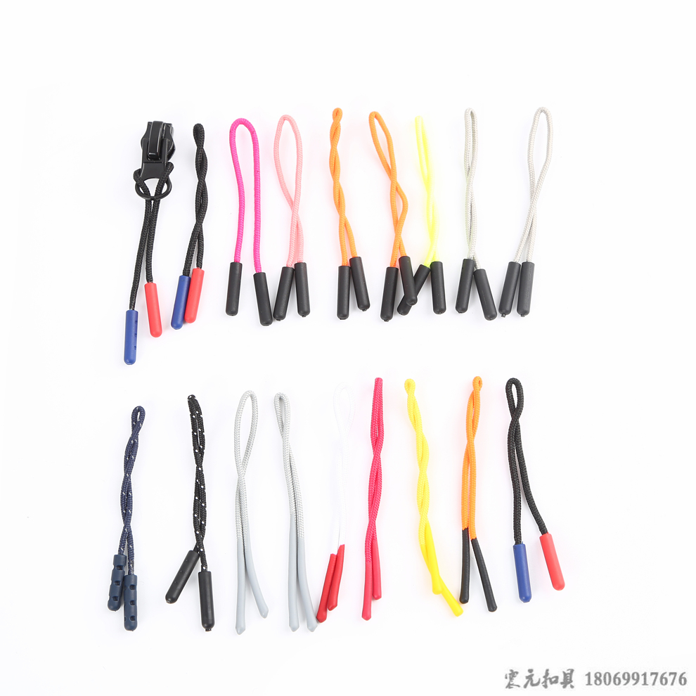 Multi-color matching bag zipper pull cord, clothing bag injection molded pull cord, PU pull cord, zipper lanyard Item Picture