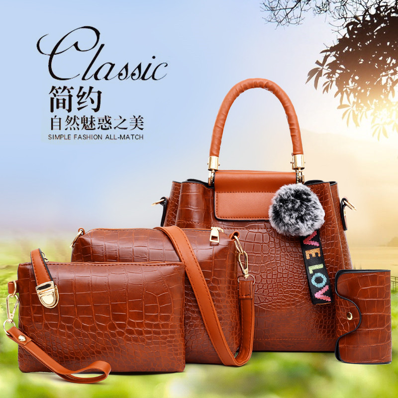 handbags秋冬新款女包多层子母包四件套手提包女士单肩斜跨外贸款