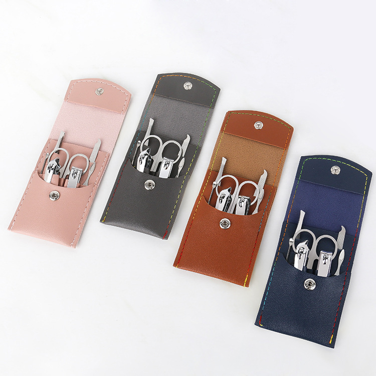 Printed logo gift nail clipper set, beauty and nail care tools, snap leather case 7-piece set, nail clipper set details Picture