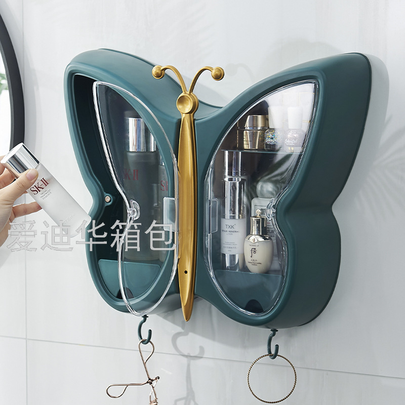Wall-mounted dust-proof bathroom wall-mounted storage rack, Douyin's popular and creative cosmetic storage box details Picture