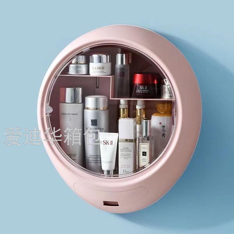 Cosmetic storage box, wall-mounted, non-drilling, dust-proof, large-capacity household bathroom wall-mounted, bathroom storage rack Application Scenario