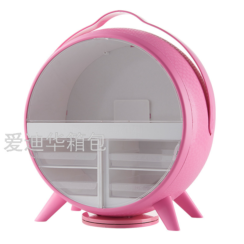 LED cosmetics storage box with mirror, home dust-proof desktop storage, dressing table, skin care product rack Item Picture
