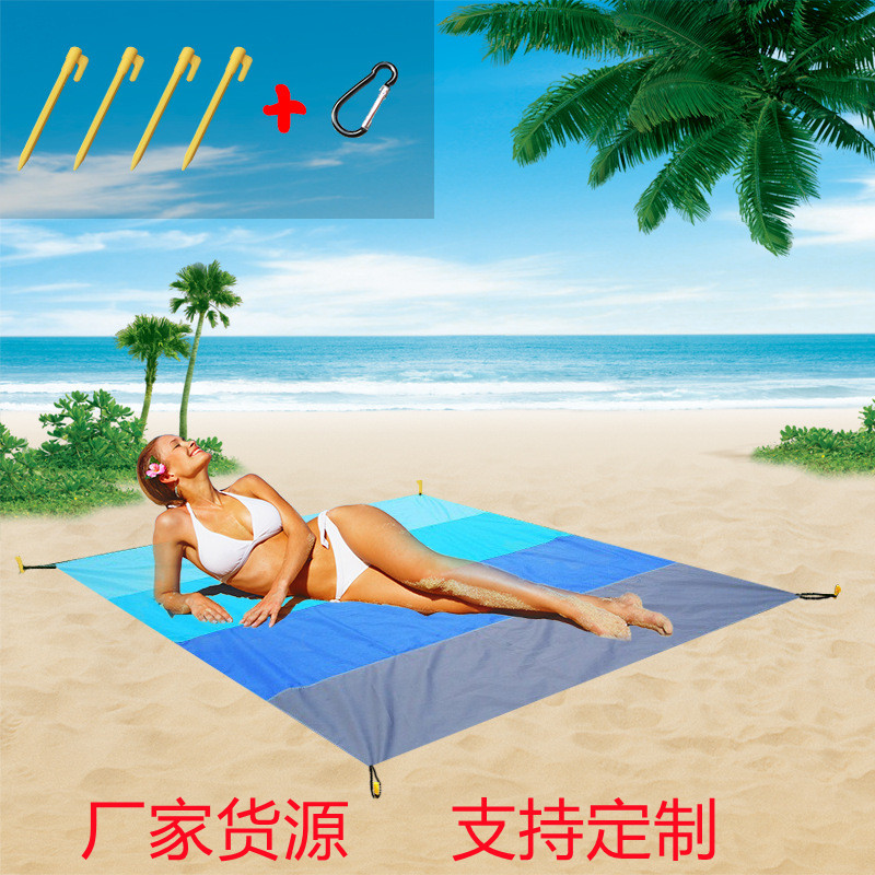 新款渐变色沙滩垫户外草地野餐垫便携野餐毯口袋野餐布防水防潮垫图