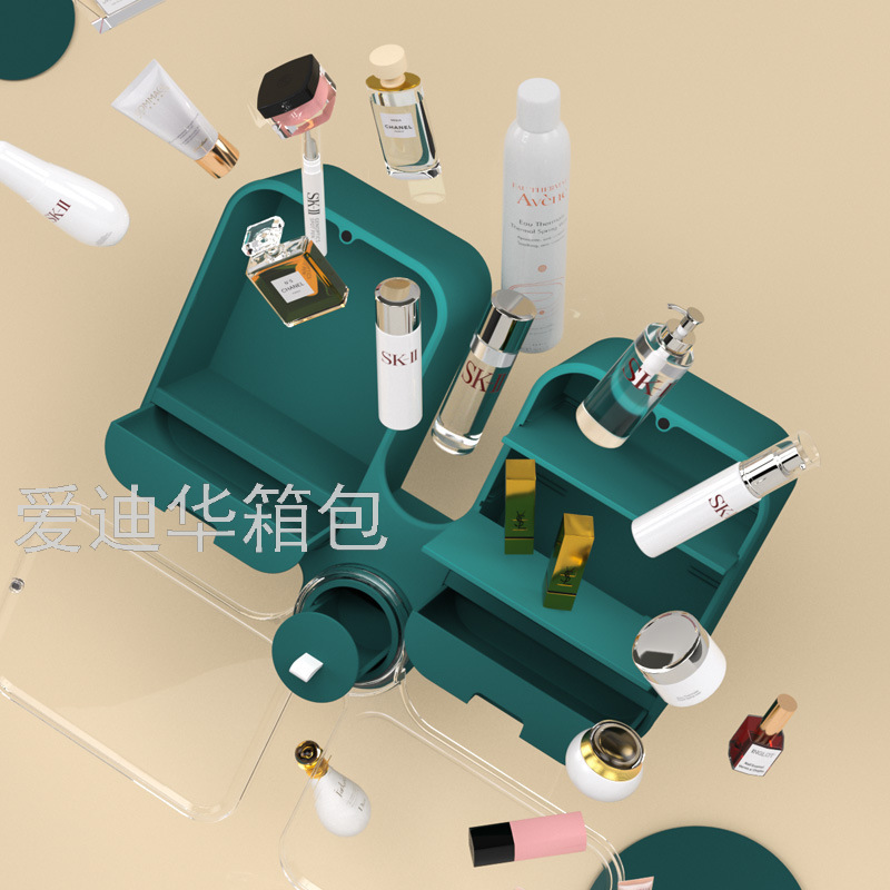 Cosmetic storage box, wall-mounted, non-drilling, dust-proof, large-capacity household bathroom wall-mounted, bathroom storage rack details Picture